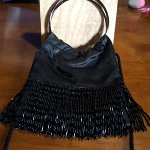 Satin Clutch with Beaded Fringe